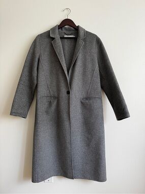 Simons Gray Long Wool Trench Coat